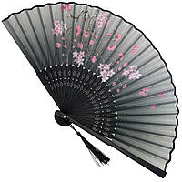 Віяло дерев'яне сіре 21х37 см (C5981)