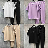 Котюм жіночий спортивний на літо з двонитки футболка і штани (Норма та напівбатал), фото 6