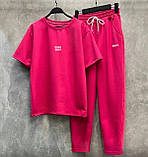 Котюм жіночий спортивний на літо з двонитки футболка і штани (Норма та напівбатал), фото 5