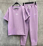 Котюм жіночий спортивний на літо з двонитки футболка і штани (Норма та напівбатал), фото 9