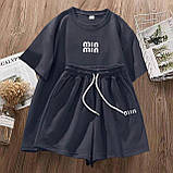 Костюм жіночий спортивний на літо футболка і шорти з двонитки (Норма та напівбатал), фото 3