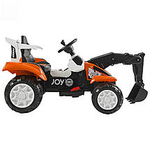 Електромобіль трактор-екскаватор із ковшем JOY (рукав 25 W, акумулятор 6 V, у коробці) Т-74430 Жовтогарячий, фото 4