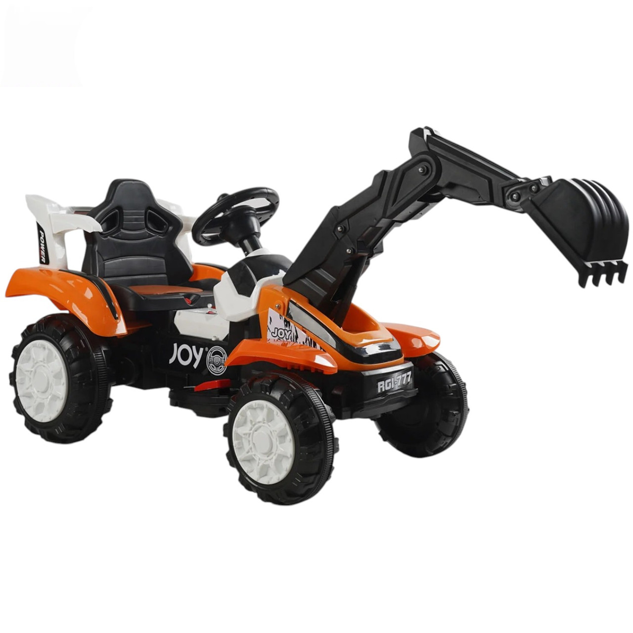 Електромобіль трактор-екскаватор із ковшем JOY (рукав 25 W, акумулятор 6 V, у коробці) Т-74430 Жовтогарячий