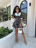 Жіноча літня квіткова міні сукня з білим коміром, фото 4