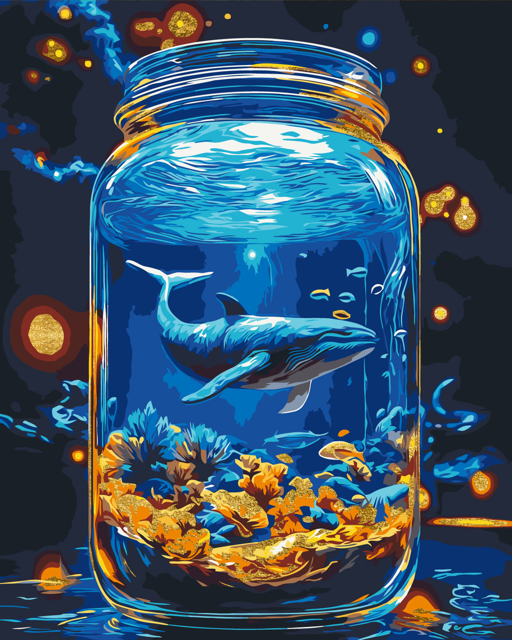 Картина за номерами Пейзаж. Підводний світ, кит з фарбами металік 40*50 см Орігамі LW 3461, фото 1