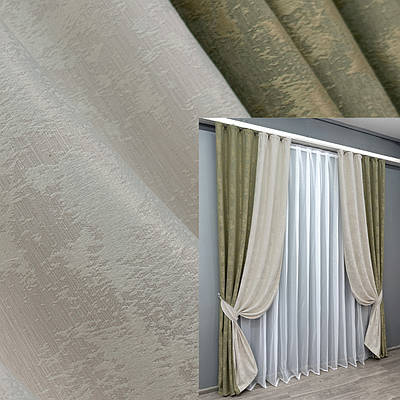 Комбіновані (2шт. 1,5х2,7м.) штори, жакард. Колір оливковий з світло-бежевим. Код 014дк (1213-1281ш) 10-096