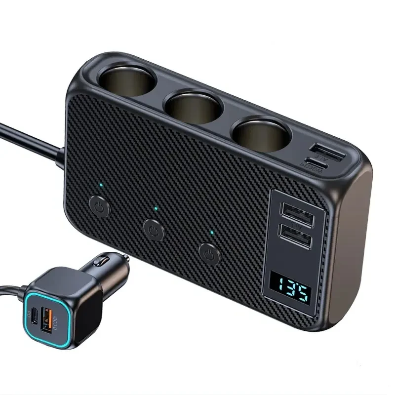 Розгалужувачі автомобільного прикурювача зарядний пристрій 9в1 для авто від прикурювача USB заряджання, фото 1