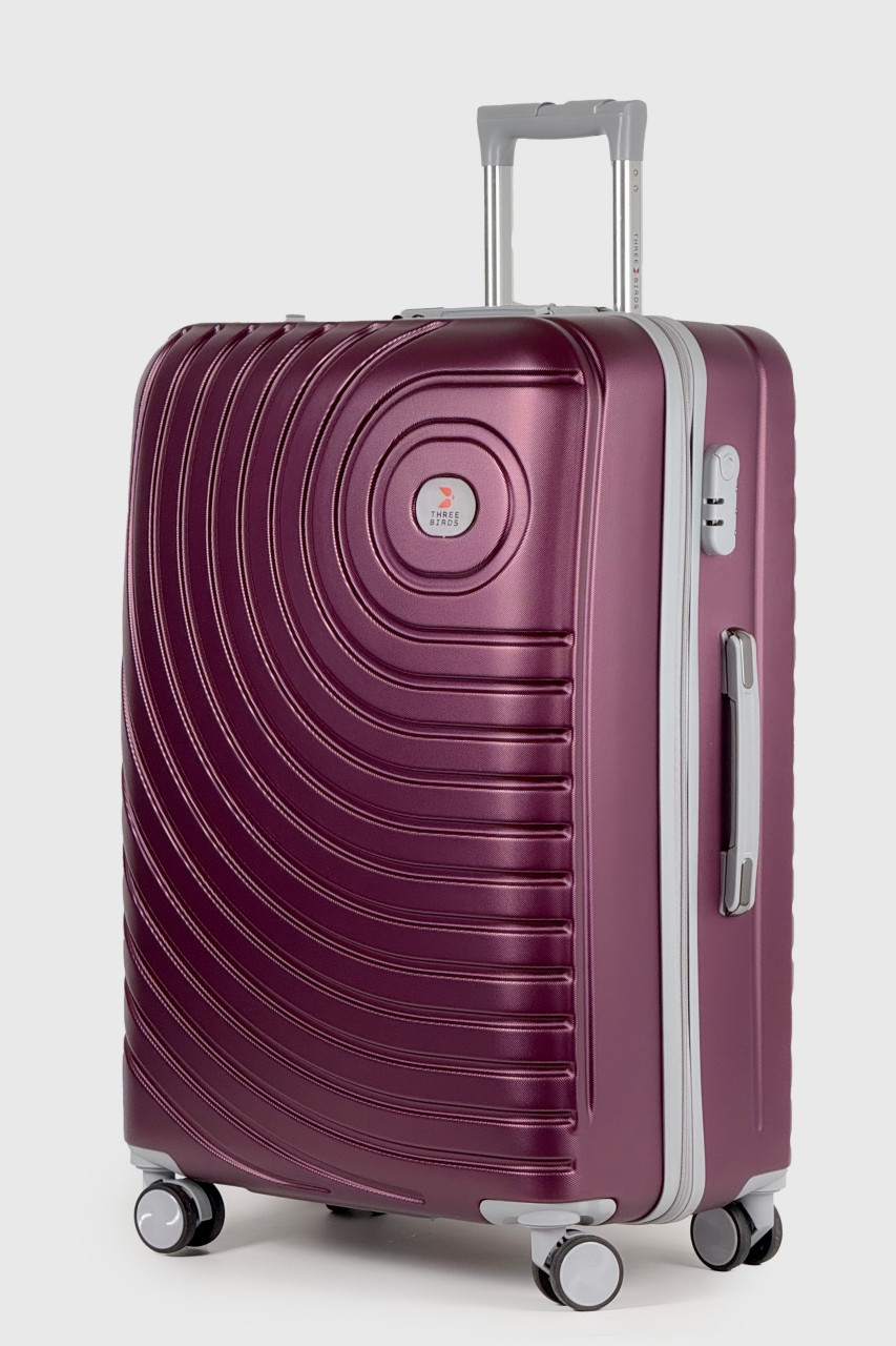 Велика пластикова валіза Three Birds 2024-02-19L фіолетова, фото 1
