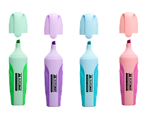 Набір з 4-х текст-маркерів PASTEL, з гумовими вставками, 2-4 мм BM.8905-94