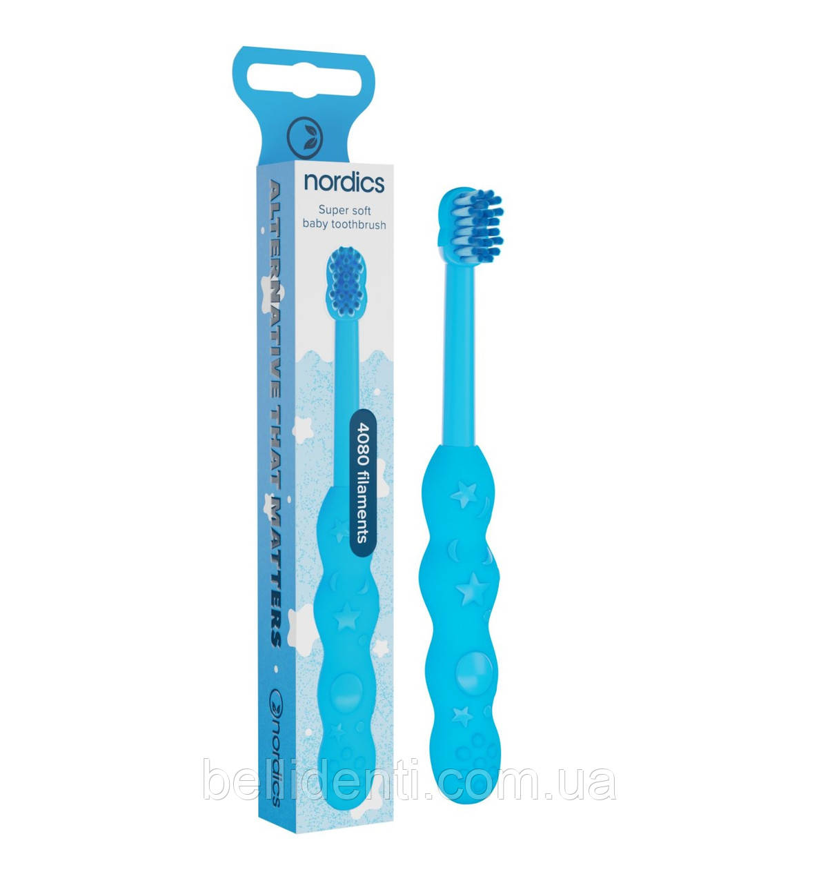 Дитяча зубна щітка Nordics Kids 4080  блакитна від 0 до 2 років (super soft), 1 шт