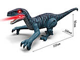 Інтерактивний Робот Динозавр Велоцираптор з дистанційним керуванням зі світлом та звуком на Акумуляторі Синій, фото 3
