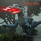 Інтерактивний Робот Динозавр Велоцираптор з дистанційним керуванням зі світлом та звуком на Акумуляторі Синій, фото 4