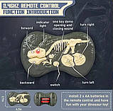 Інтерактивний Робот Динозавр Велоцираптор з дистанційним керуванням зі світлом та звуком на Акумуляторі Синій, фото 5
