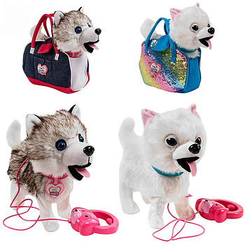 М'яка інтерактивна собачка на повідку (2 види, ходить, виляє хвостиком, 2 пісні на укр, в сумці) З 45308