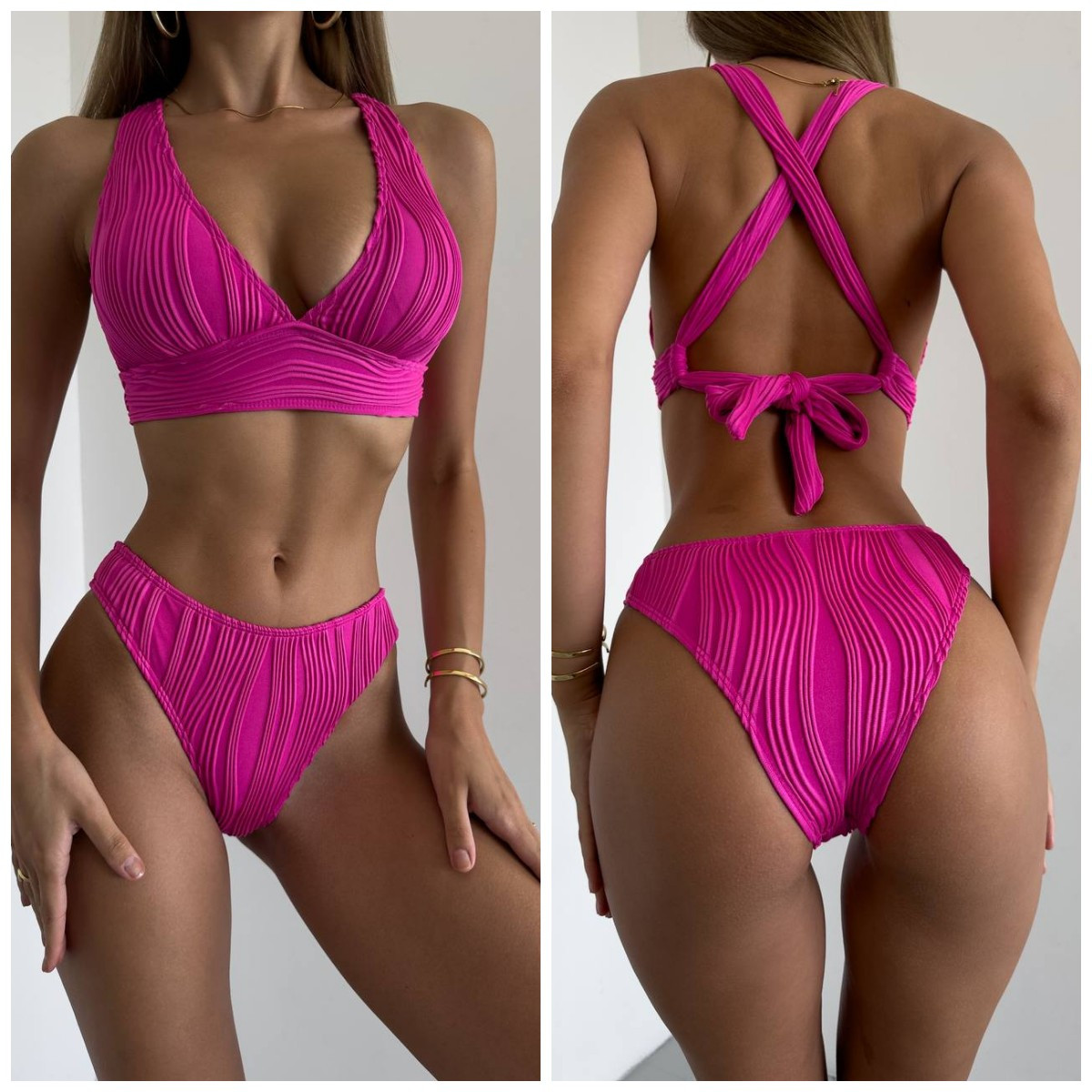 Жіночий роздільний малиновий купальник, фото 1