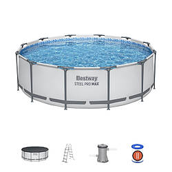 Каркасний басейн Bestway 56420, 366 × 122 см, з фільтром, тентом і драбиною