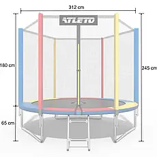 Батут Atleto 312 см з сіткою multikolor + м’яч у подарунок, фото 3