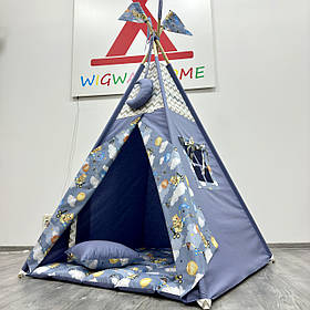 Дитячий Вігвам «Ведмедики на літачках», Повний комплект, В подарунок 🎁 підвіска й прапорці
