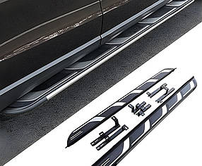 Бокові пороги OEM V2 (2 шт. Алюміній) для Ауди Q5 2017-2025 рр