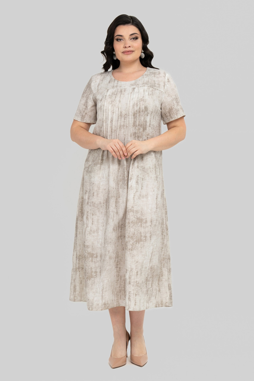 Біла лляна сукня на літо у великому розмірі