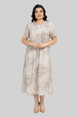 Біла лляна сукня на літо у великому розмірі, фото 1