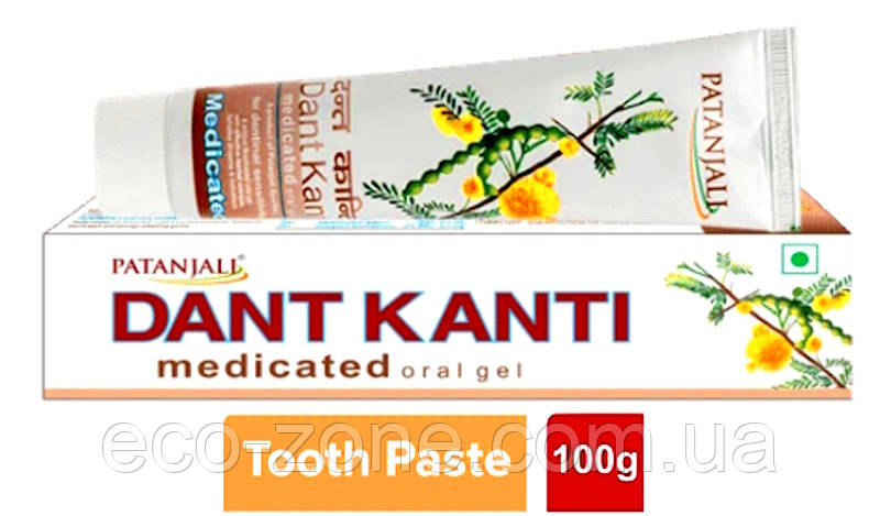 Аюрведична Зубна Паста-Гель Патанджаві, Медична 100 г/ Patanjali, DANT KANTI. Термін до 04/2026