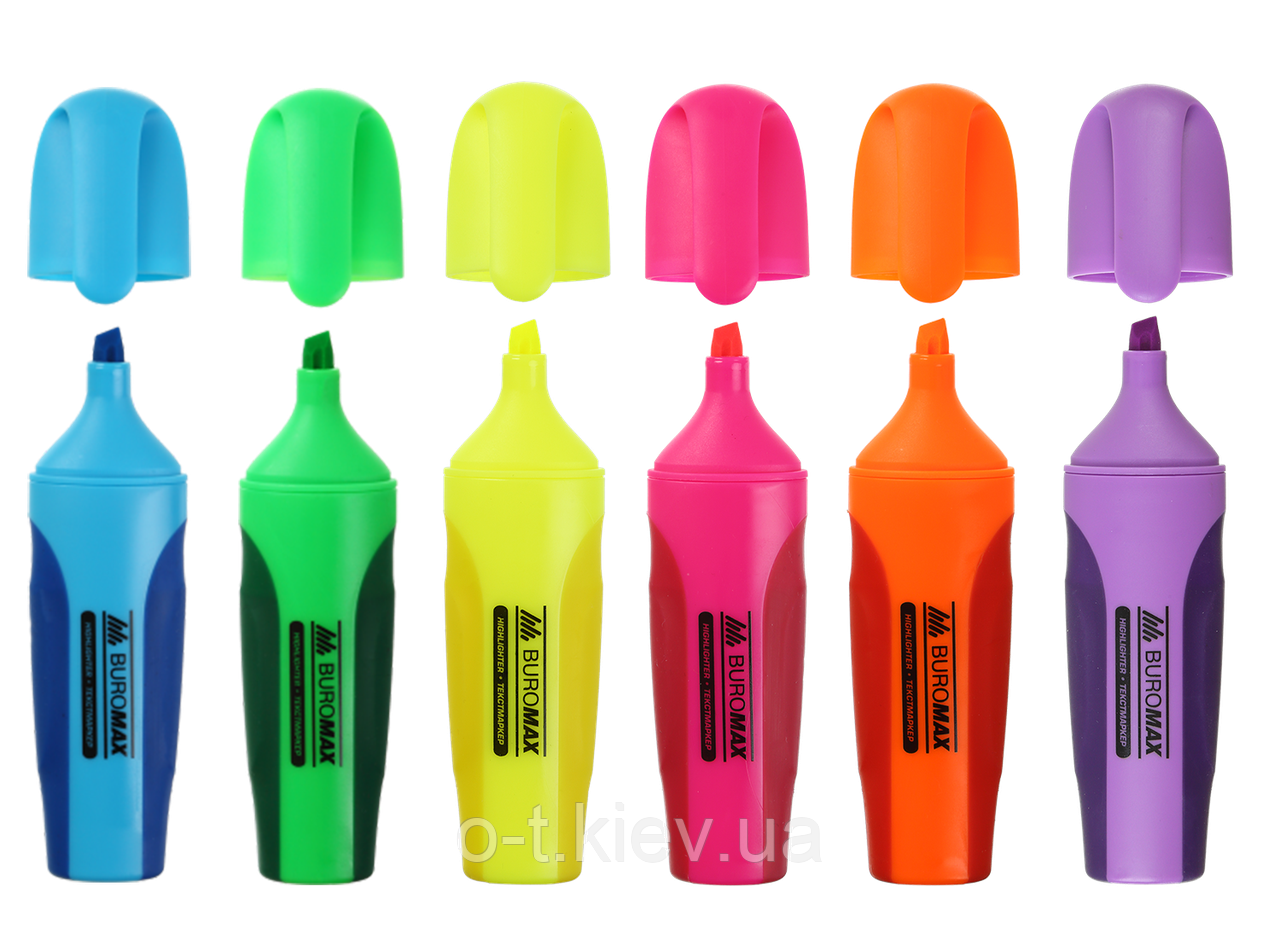 Набір з 6 текст-маркерів NEON, 2-4 мм, з гумовими вставками BM.8904-94