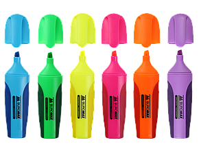 Набір з 6 текст-маркерів NEON, 2-4 мм, з гумовими вставками BM.8904-94