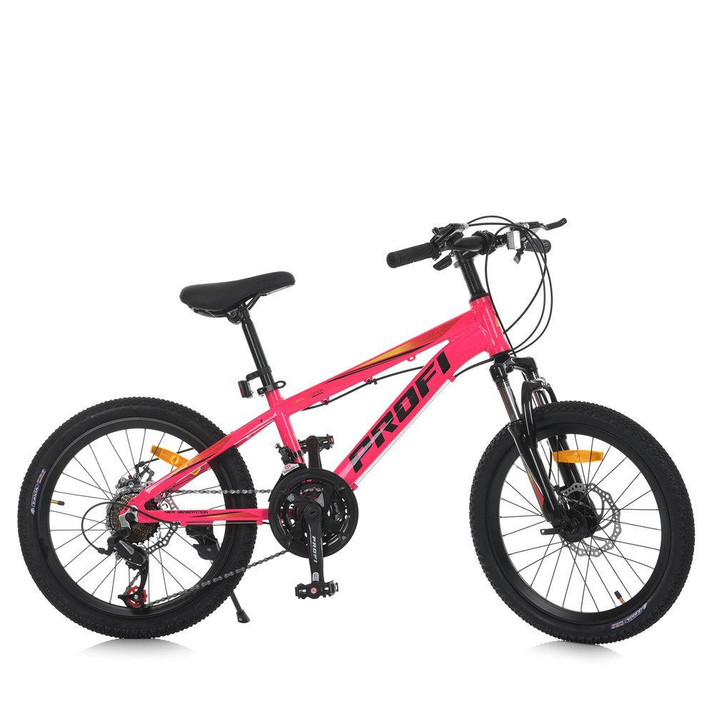 Дитячий велосипед PROF1 MTB2001-3 20" дюймів, алюмінієва рама, передня амортизаційна вилка, дискові