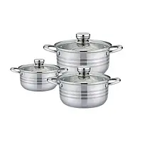 Каструлі для індукційної плити 3 шт Rainberg RB-604, Набір нержавіючих каструль, Каструлі з кришками