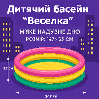 Дитячий надувний басейн Intex Веселка 147×33 см - безпечне м'яке дно 57422NP, фото 5