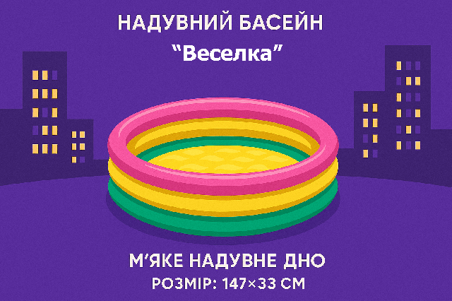 Дитячий надувний басейн Intex Веселка 147×33 см - безпечне м'яке дно 57422NP