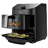 Мультипіч аерофритюрниця подвійна аерогриль Midea MAD1100DADK 2 зони приготування 10 програм управління з телефону, фото 2