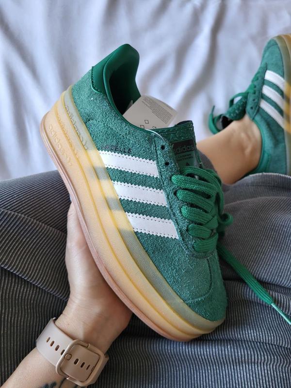 Жіночі кросівки замшеві Adidas Gazelle Platform Green — стиль і комфорт у кожній деталі, фото 1