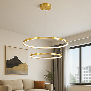 Дизайнерська Led люстра два кільця в золотому корпусі Aurea Rings 7529832-2A  GAB
