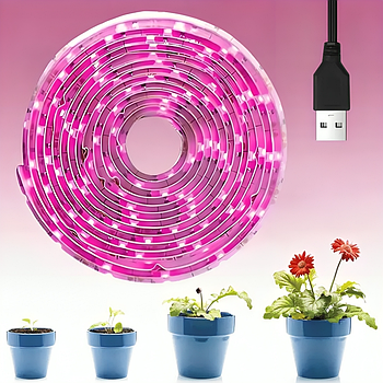 Світлодіодна фітострічка для USB, від мережі, 3 м, Фіолетовий / LED стрічка для рослин / Фітострічка для розсади