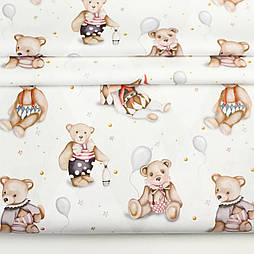 Ранфорс digital з цифровим друком "Ведмедики циркачі з кульками та кеглями" № РЦ - 3410