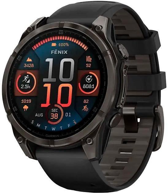 Смарт-годинник Garmin Fenix 8 47mm AMOLED Sapphire Carbon Gray DLC Titanium w. Black/Pebble Gray S. Band (010-02904-20/21/