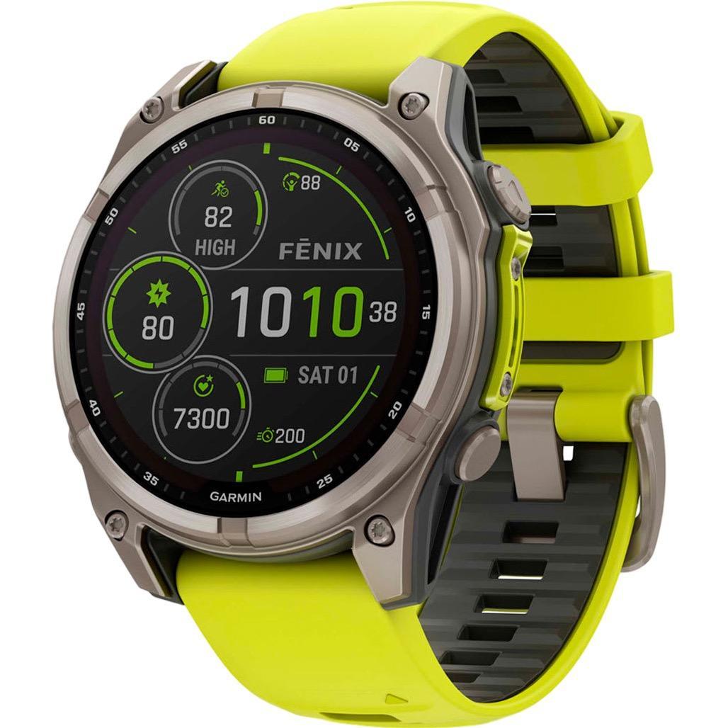 Смарт-годинник Garmin Fenix 8 Solar Sapphire 47mm Titanium with Amp Yellow/Graphite Silicone Band (010-02906-21), фото 1