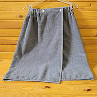 Махровий рушник, рушник на кнопках (кілт-парео) 67х140 см Світло-сірий