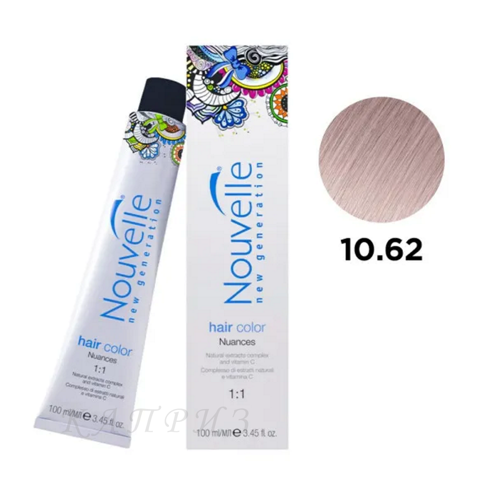 Фарба для волосся NOUVELE 10.62 рожевий перлинний 100 мл, фото 1