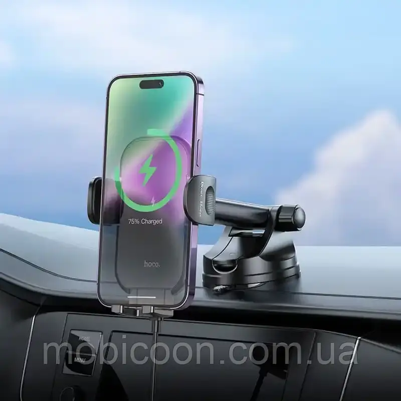 Автотримач із бездротовою зарядкою Hoco HW5 (присоска)