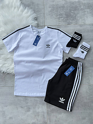 Костюм літній Adidas/ Комплект шорти та футболка Адідас спортивна бавовна чорний