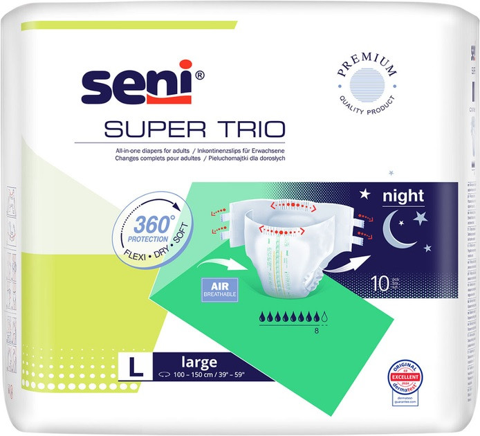 Підгузки для дорослих Super Seni Trio  Large 100-150 см 10 шт 8 крап.