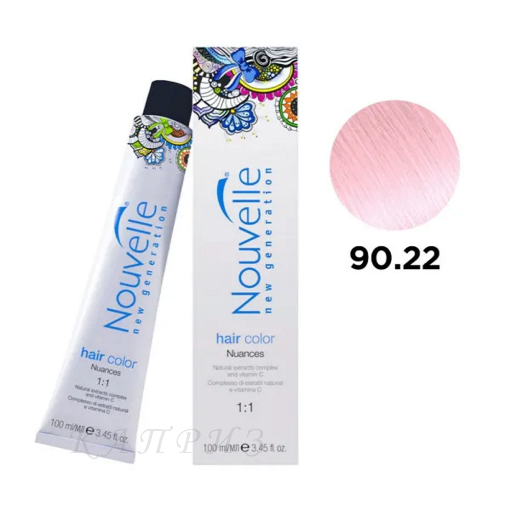 Фарба для волосся NOUVELE 90.22 рожевий перламутровий 100 мл, фото 1