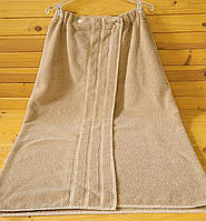 Махровий рушник, рушник на кнопках (кілт-парео) 97х150 см Бежевий