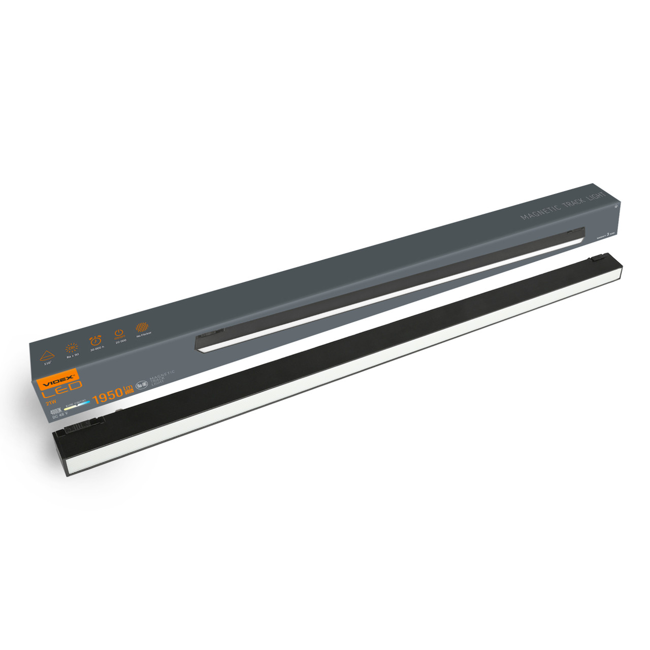 Світильник магнітний трековий VIDEX LD460B |21W, 60cm, 4000K, 48V| Чорний VL-TRMS-LD460B