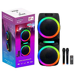 Переносна Bluetooth колонка 80 Ват для вечірок караоке з двома мікрофонами