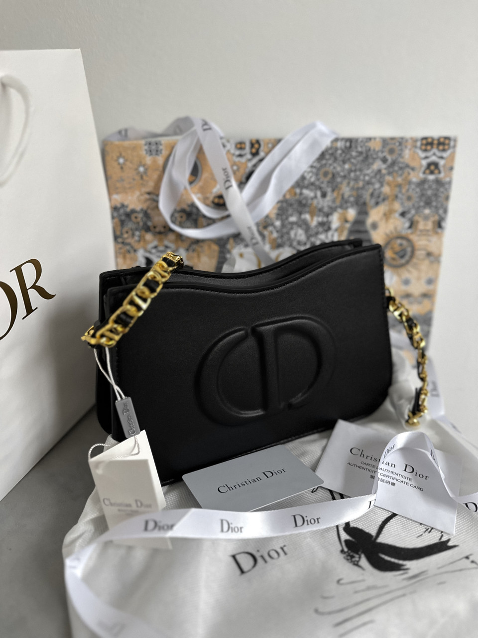 Dior Caro Bag Black Leather, фото 1