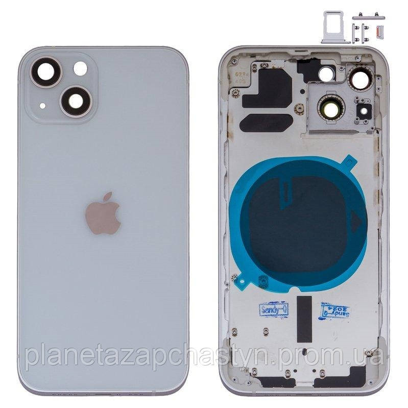 Корпус iPhone 13 білий (с утримувачем Sim-карты,  бічними кнопками), фото 1